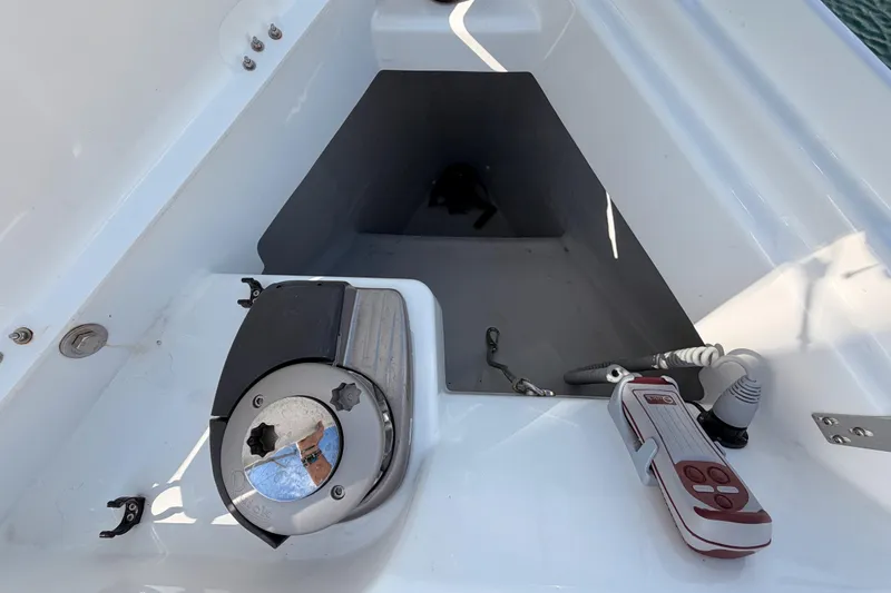 Slide: The Image of 2025 Jeanneau Sun Odyssey 350 yacht deck with winch and control panel. - 29