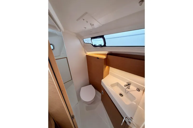 Slide: The Image of Modern bathroom interior of 2025 Jeanneau Sun Odyssey 350 yacht. - 66