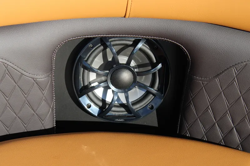 Slide: The Image of Speaker detail on 2026 Premier 230 SunSation RF boat with luxury upholstery. - 6