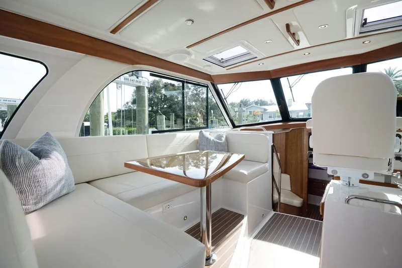 Slide: The Image of Luxurious interior of 2023 Back Cove 39O yacht with elegant seating and modern design. - 6