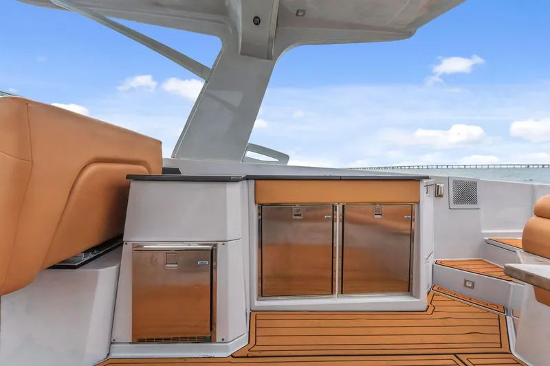 Slide: The Image of 2021 Aviara AV36 OB boat interior with sleek cabinetry and modern design. - 17