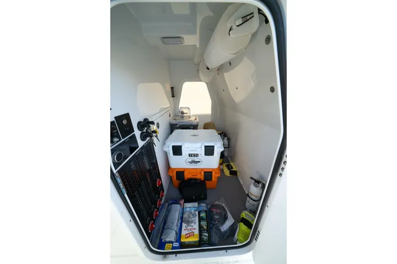Slide: The Image of Interior of 2024 Freeman 38 boat with storage and equipment. - 25