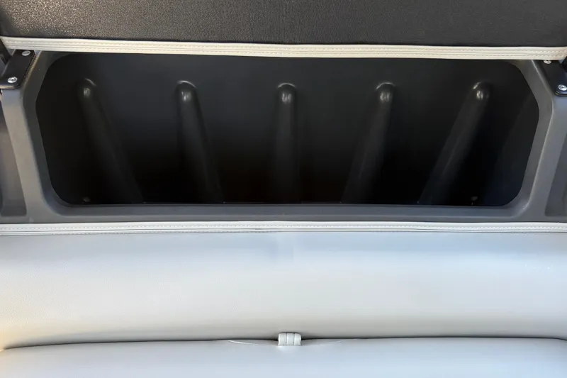Slide: The Image of Storage compartment of 2026 Sun Tracker Fishin' Barge 20 DLX pontoon boat. - 33