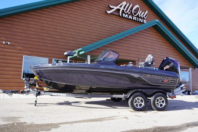 The Image of 2026 Nitro ZV19 Sport boat displayed at All Out Marine dealership. - 4