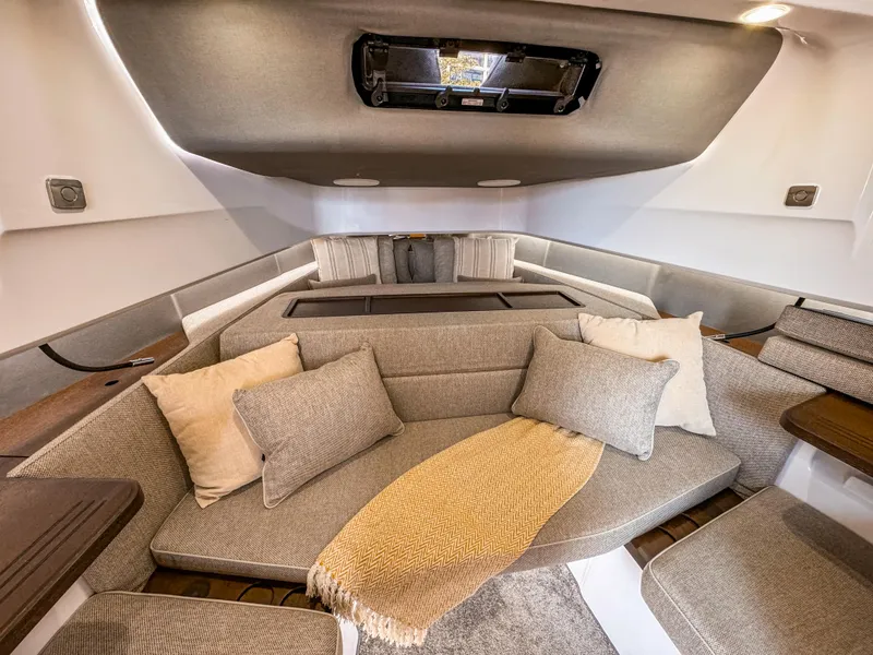 Slide: The Image of Luxurious interior of 2024 Axopar 45 ST BRABUS Trim Mediterrana boat. - 26