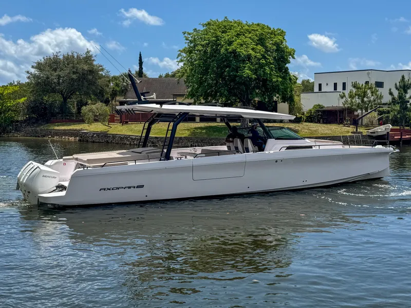 Slide: The Image of 2024 Axopar 45 ST BRABUS Trim Mediterrana cruising on a sunny day. - 33