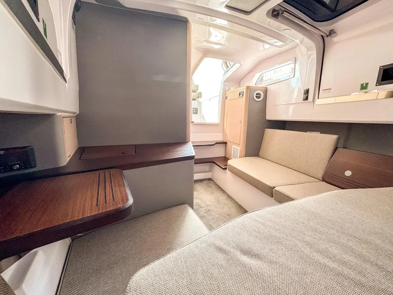 Slide: The Image of Luxurious interior of 2024 Axopar 45 ST BRABUS Trim Mediterrana boat. - 27