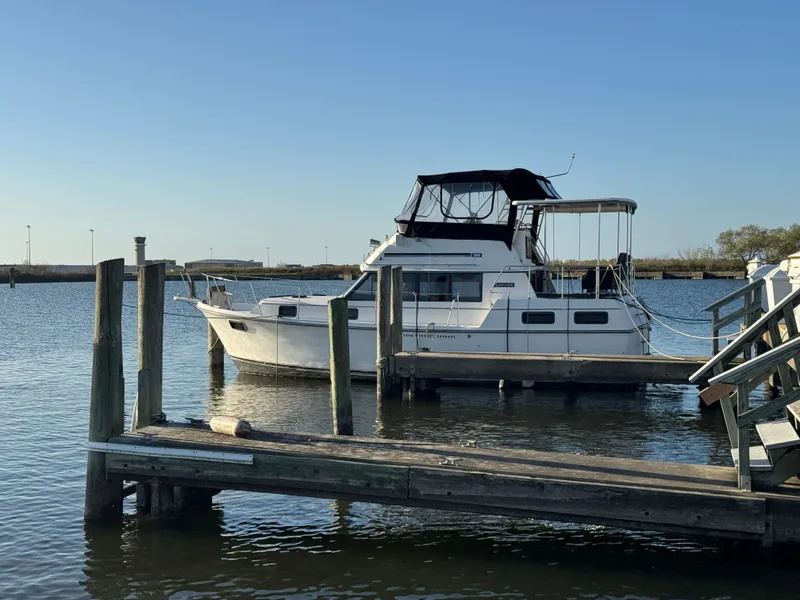 The Image of 1987 Carver 3607 Aft Cabin Motor Yacht docked at marina. - 0