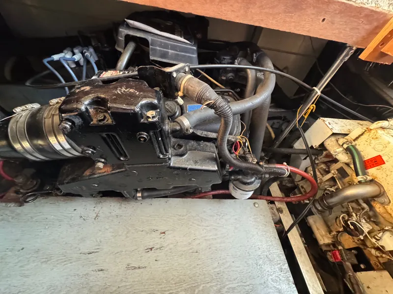 Slide: The Image of Engine room of 1987 Carver 3607 Aft Cabin Yacht. - 14