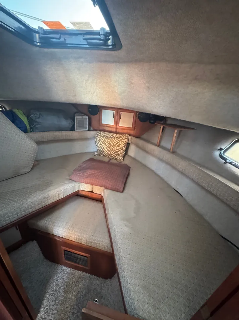 Slide: The Image of Interior of Carver 3607 yacht, cozy cabin, built in 1987. - 3