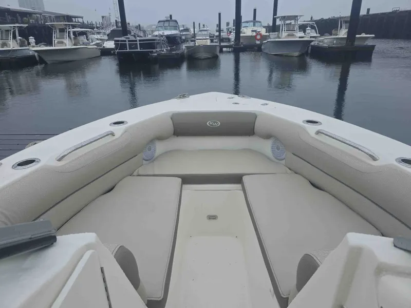 Slide: The Image of Interior view of 2024 Key West 239 DFS boat in harbor. - 2