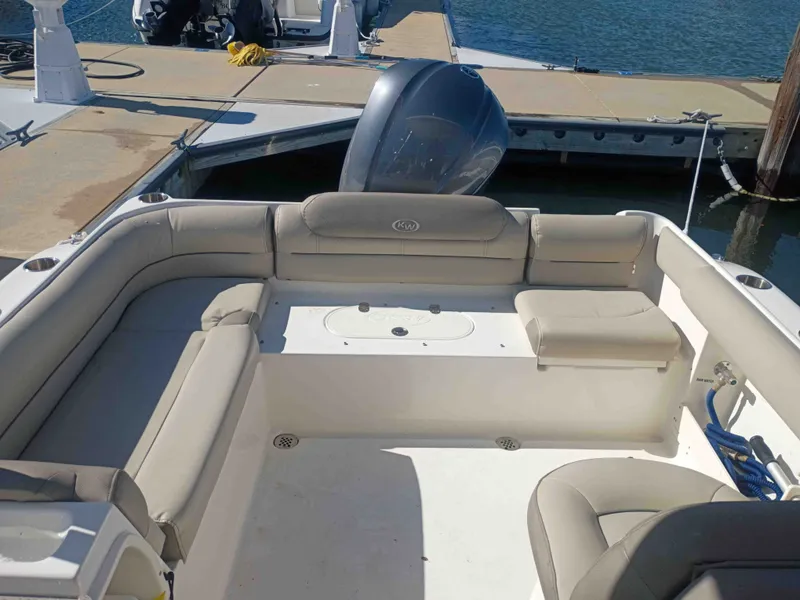 Slide: The Image of Interior of a 2024 Key West 239 DFS boat at the dock. - 11