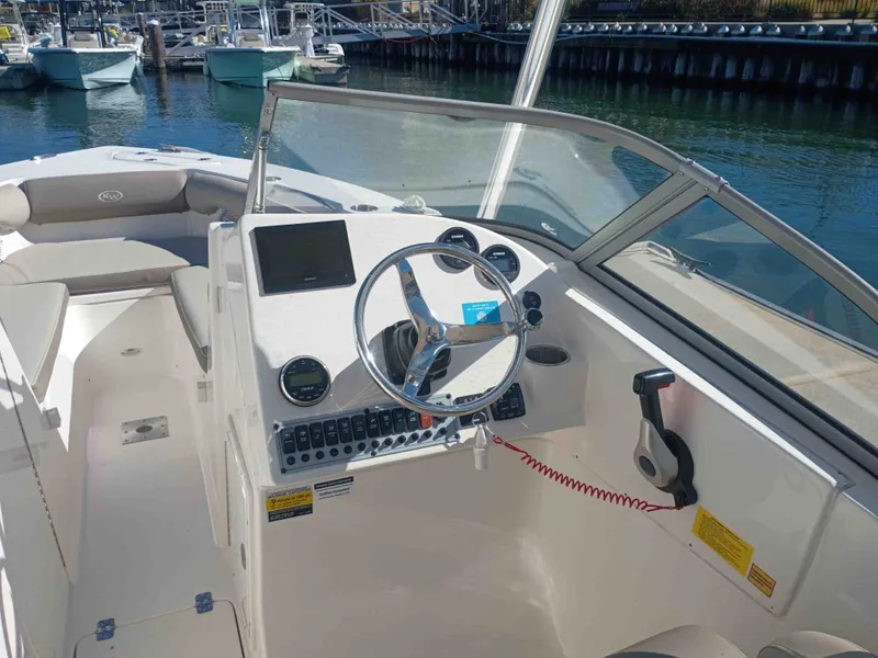 Slide: The Image of Interior view of 2024 Key West 239 DFS boat at dock. - 6