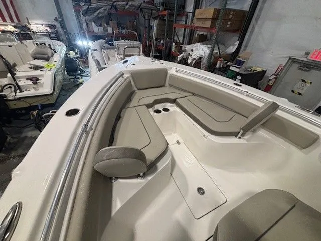 Slide: The Image of Interior view of 2024 Key West 239 FS boat with seating area. - 17