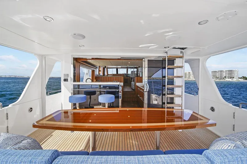 Slide: The Image of 2023 Outer Reef Yachts 670 Azure Custom Cockpit Motoryacht interior with ocean view. - 8