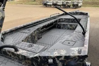 Slide: The Image of 2026 Excel 1751 Viper F4 boat with camo design, featuring spacious interior and durable build. - 6