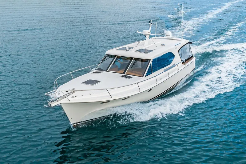 Slide: The Image of Manufacturer Provided Image: 2025 Hylas M49 yacht cruising on open water, showcasing sleek design and modern features. - 8