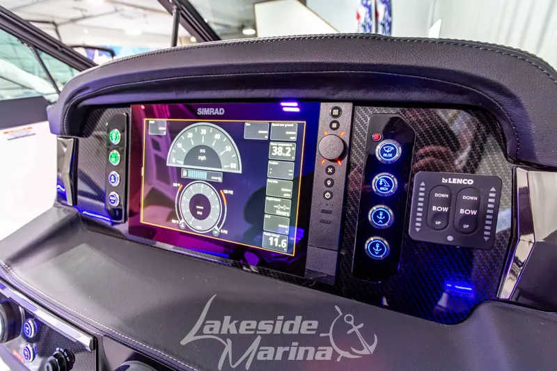 Slide: The Image of Dashboard of 2026 Chaparral SSX 6 boat with advanced Simrad navigation system. - 20