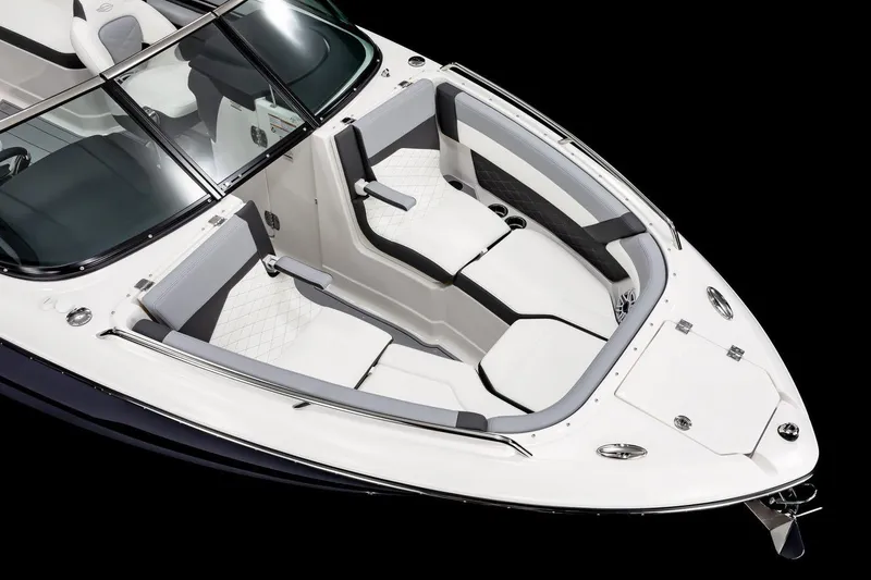 Slide: The Image of 2026 Chaparral SSX 6 boat interior with luxurious seating and ambient lighting at Lakeside Marina. - 3