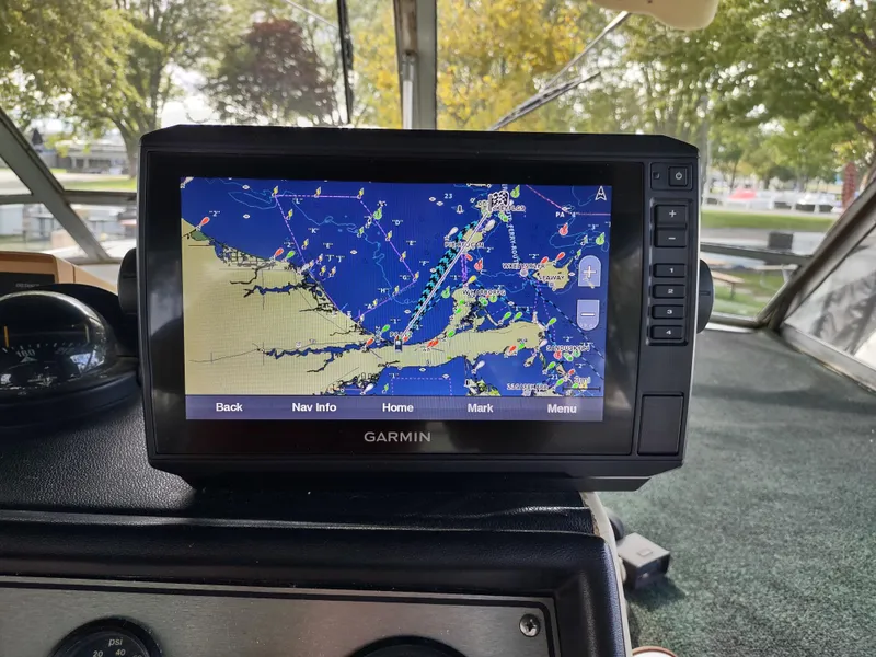 Slide: The Image of Garmin navigation system on 1987 Chris-Craft 381 Catalina. - 11