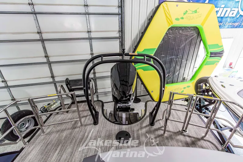 Slide: The Image of 2026 Godfrey Monaco 255 MTF boat interior with Aqua Lily pad and sleek design. - 42