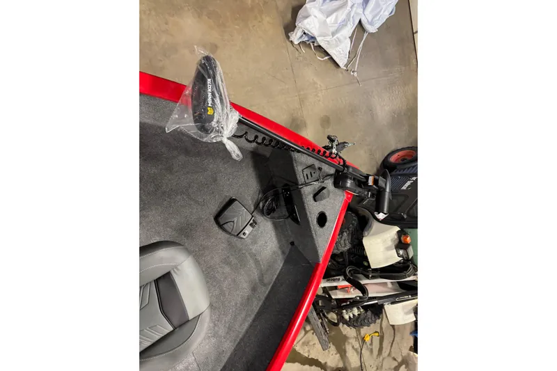 Slide: The Image of 2026 Tracker Pro Guide V-175 WT boat interior with trolling motor and seat. - 20