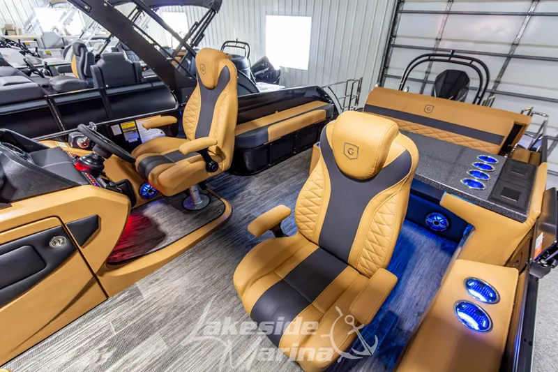 Slide: The Image of Luxurious interior of 2026 Godfrey Monaco 255 MTF pontoon boat with premium seating. - 19