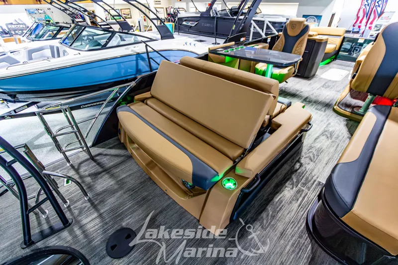 Slide: The Image of 2026 Godfrey Monaco 255 MTF boat interior with luxurious seating at Lakeside Marina. - 35