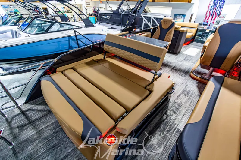 Slide: The Image of Luxurious interior of 2026 Godfrey Monaco 255 MTF pontoon boat at Lakeside Marina. - 37