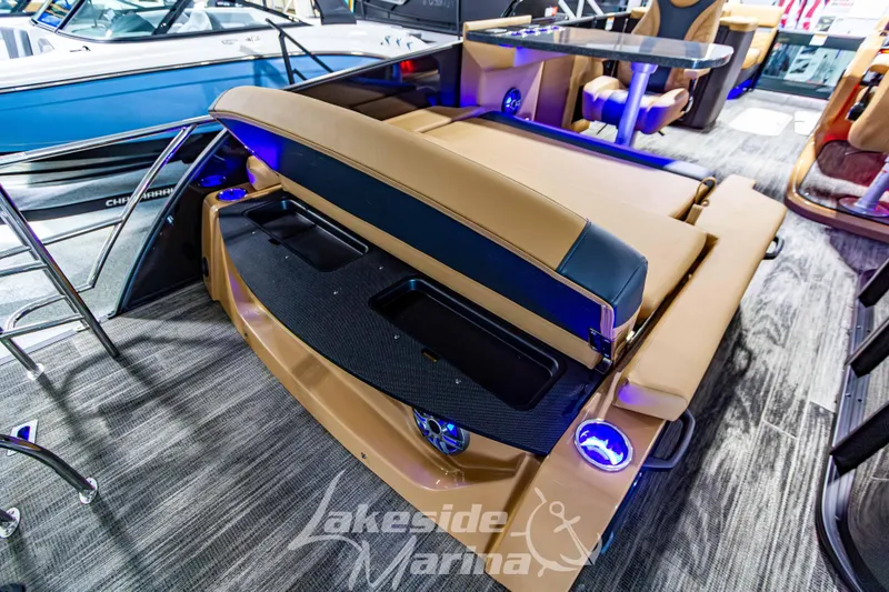 Slide: The Image of 2026 Godfrey Monaco 255 MTF boat interior with luxurious seating and modern design. - 41