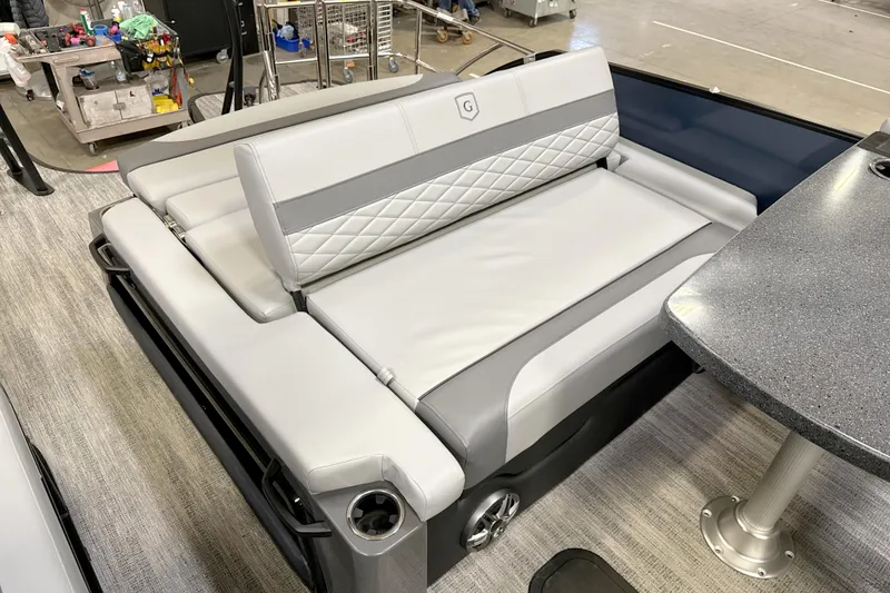 Slide: The Image of Luxurious seating on 2026 Godfrey Monaco 255 MTF pontoon boat, featuring elegant design and comfort. - 7
