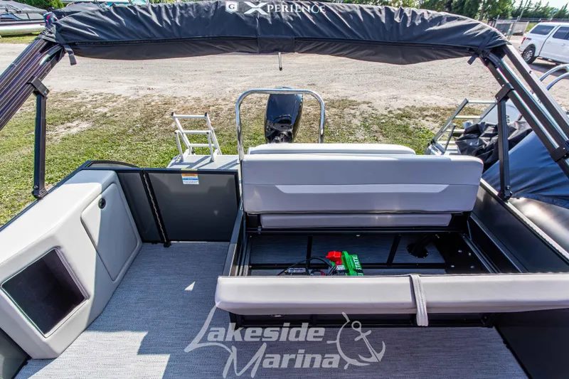 Slide: The Image of 2026 Godfrey Sweetwater 2286 SFLX pontoon boat interior with seating and storage. - 25