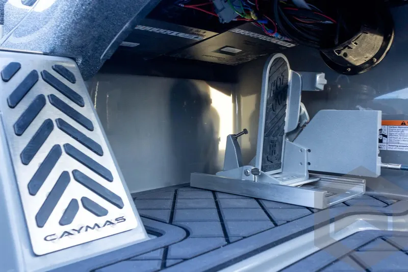 Slide: The Image of 2026 Caymas CX 21 PRO boat interior with pedal and wiring details. - 47