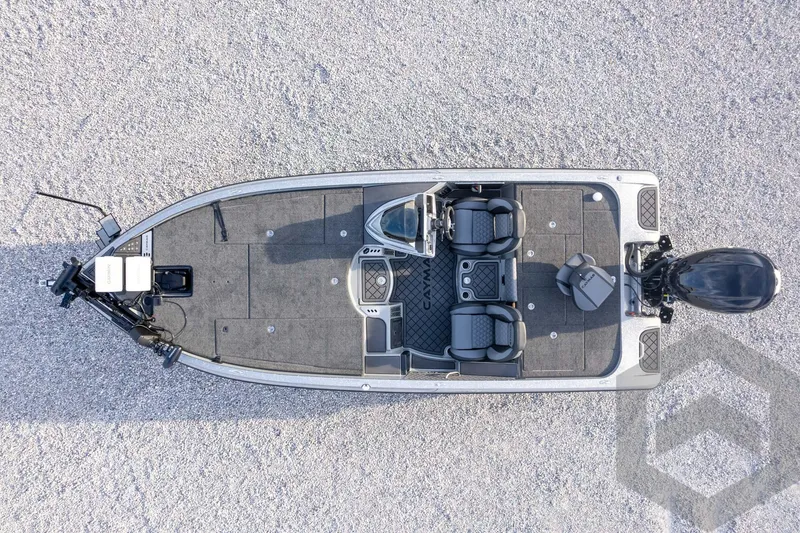 Slide: The Image of 2026 Caymas CX 21 PRO boat, aerial view, showcasing spacious deck and seating arrangement. - 54