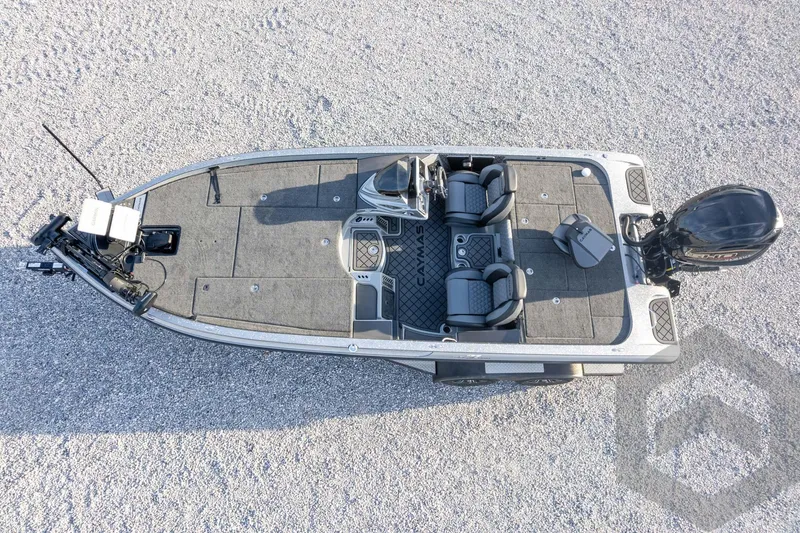 Slide: The Image of 2026 Caymas CX 21 PRO fishing boat, aerial view, spacious deck, dual seating, modern design. - 59