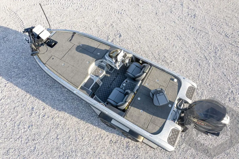 Slide: The Image of 2026 Caymas CX 21 PRO fishing boat, aerial view, on gravel surface. - 60