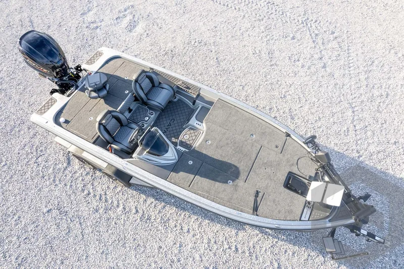Slide: The Image of 2026 Caymas CX 21 PRO fishing boat, aerial view, on gravel surface. - 64