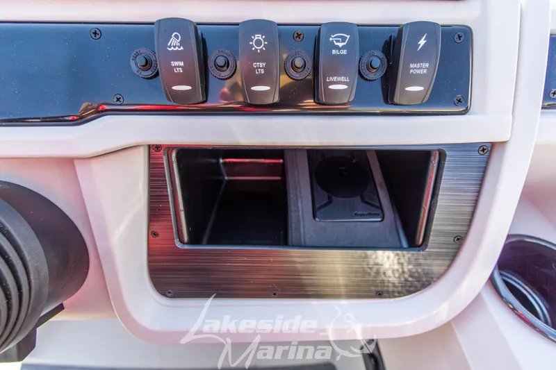 Slide: The Image of Control panel of 2026 Godfrey Sweetwater 2286 SB boat with labeled switches. - 17