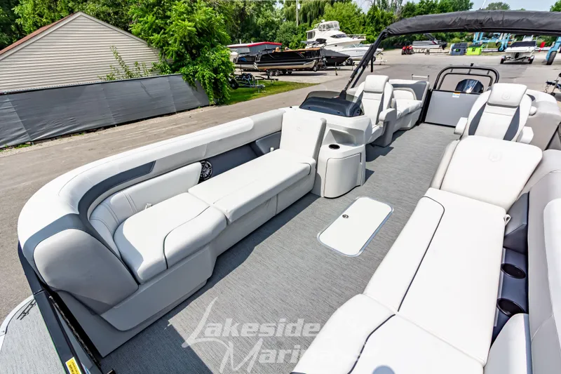 Slide: The Image of 2026 Godfrey Sweetwater 2286 SBC pontoon boat with spacious seating and modern design. - 3