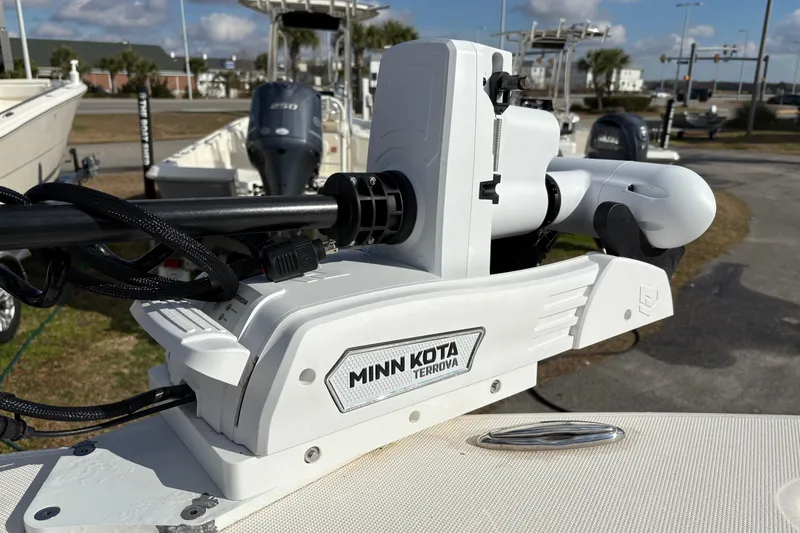 Slide: The Image of Minn Kota Terrova trolling motor on 2020 Pioneer 222 Sportfish boat. - 32