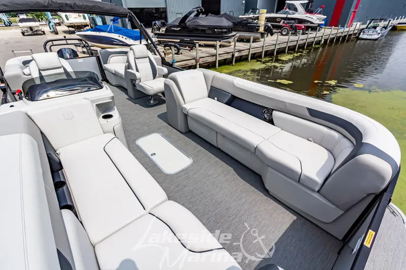 Slide: The Image of 2026 Godfrey Sweetwater 2286 SBC pontoon boat with spacious seating and modern design. - 4