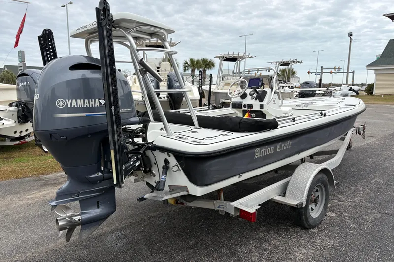Slide: The Image of 2017 Action Craft Flatsmaster 1820 boat with Yamaha engine on trailer. - 4