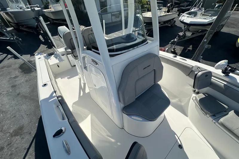 Slide: The Image of 2020 Sea Pro 239 Center Console boat with sleek seating and modern design. - 14