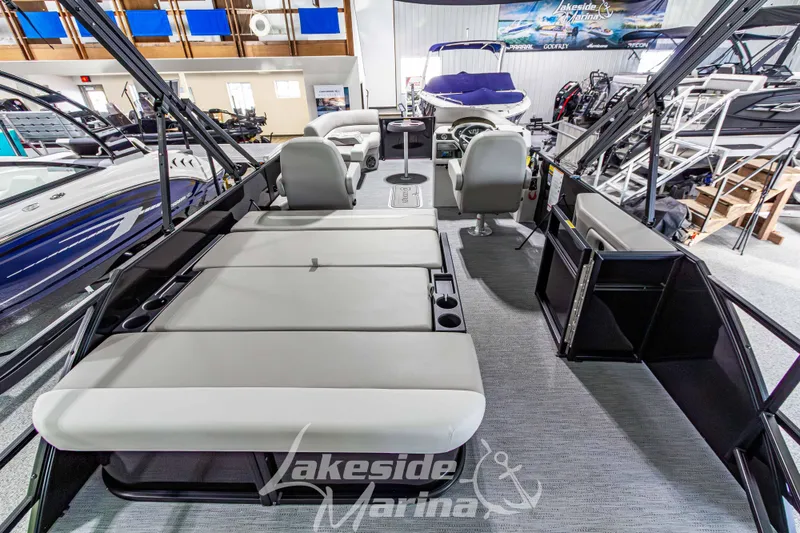 Slide: The Image of 2026 Godfrey Sweetwater 2286 SFLX pontoon boat interior at Lakeside Marina showroom. - 33