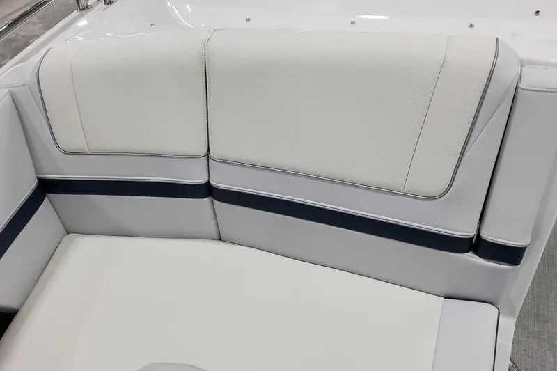 Slide: The Image of 2026 Formula 330 Crossover Bowrider OB, luxurious white seating detail. - 28