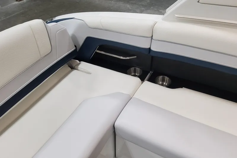 Slide: The Image of 2026 Formula 330 Crossover Bowrider OB interior seating with cup holders. - 58