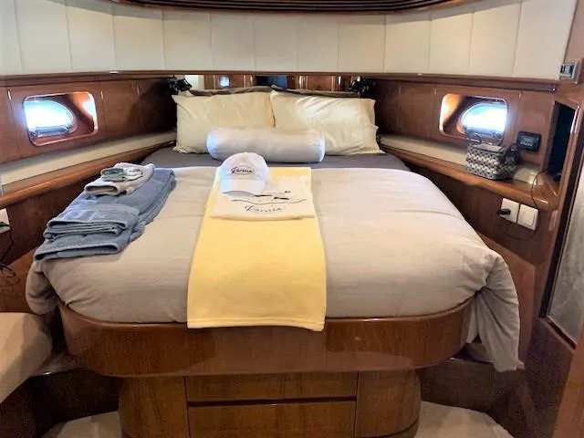 Slide: The Image of Luxurious bedroom in 2007 Pama 540 LX Pilothouse yacht with cozy bedding. - 33