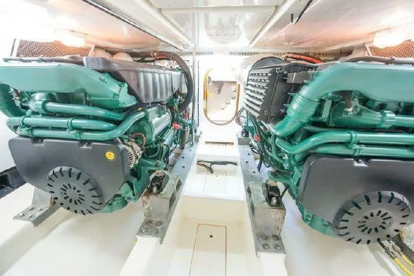 Slide: The Image of Engine room of 2007 Pama 540 LX Pilothouse with dual engines. - 38