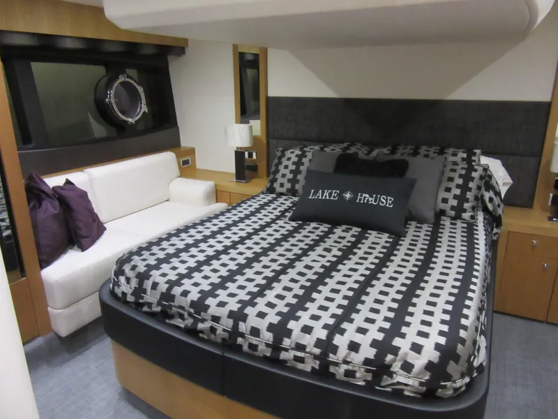 Slide: The Image of Luxurious bedroom interior of 2014 Sunseeker Manhattan 53 yacht with modern decor. - 21