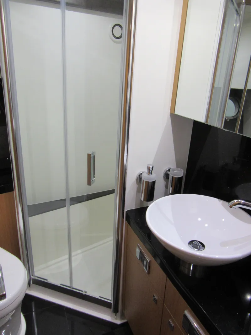 Slide: The Image of Bathroom interior of 2014 Sunseeker Manhattan 53 yacht with modern shower and sink. - 24